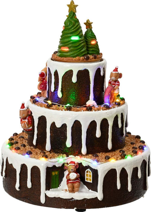 Scena animata a Led  a forma di torta con topolini con luci 24,5 cm Casa e cucina/Decorazioni per interni/Addobbi e decorazioni per ricorrenze/Decorazioni natalizie/Oggettistica MagiediNatale.it - Altamura, Commerciovirtuoso.it