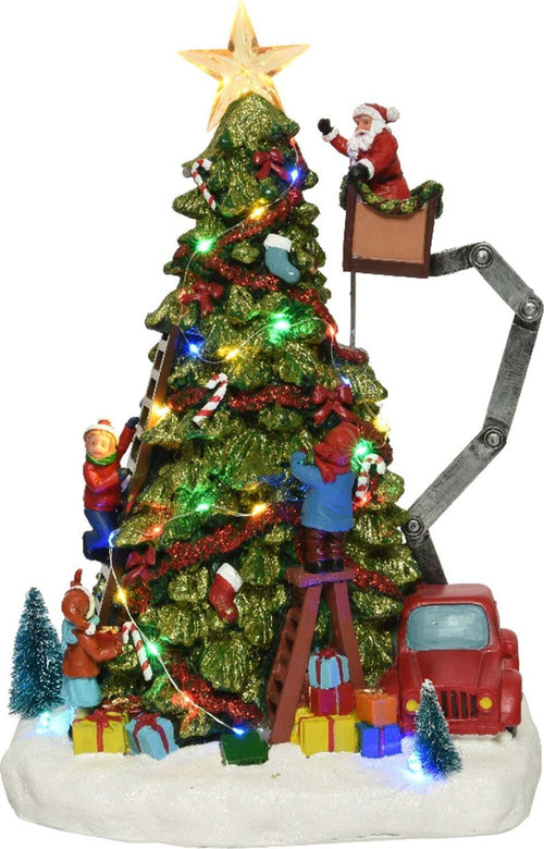 Scena animata a Led Babbo Natale che costruisce l'albero con i Regali, decorazione da 40 cm Casa e cucina/Decorazioni per interni/Addobbi e decorazioni per ricorrenze/Decorazioni natalizie/Oggettistica MagiediNatale.it - Altamura, Commerciovirtuoso.it