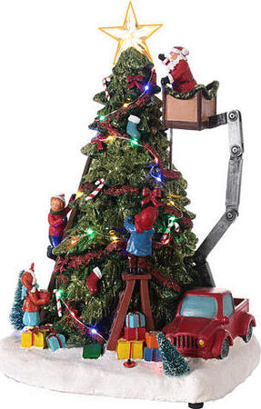 Scena animata a Led Babbo Natale che costruisce l'albero con i Regali, decorazione da 40 cm Casa e cucina/Decorazioni per interni/Addobbi e decorazioni per ricorrenze/Decorazioni natalizie/Oggettistica MagiediNatale.it - Altamura, Commerciovirtuoso.it