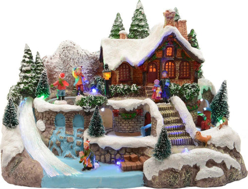 Scena animata a Led Casa in montagna con bambini che pattinano con Musica, decorazione da 30 cm Casa e cucina/Decorazioni per interni/Addobbi e decorazioni per ricorrenze/Decorazioni natalizie/Oggettistica MagiediNatale.it - Altamura, Commerciovirtuoso.it