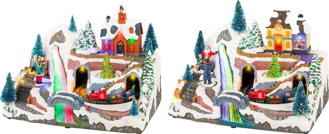 Scena animata a Led con cascata e trenino con luci 21,5 cm Casa e cucina/Decorazioni per interni/Addobbi e decorazioni per ricorrenze/Decorazioni natalizie/Oggettistica MagiediNatale.it - Altamura, Commerciovirtuoso.it