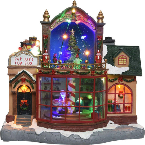 Scena animata a Led con negozio di giocattoli con luci 28,5 cm Casa e cucina/Decorazioni per interni/Addobbi e decorazioni per ricorrenze/Decorazioni natalizie/Oggettistica MagiediNatale.it - Altamura, Commerciovirtuoso.it