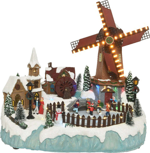 Scena animata a Led Mulino che gira e pista di pattinaggio, decorazione da 38 cm Casa e cucina/Decorazioni per interni/Addobbi e decorazioni per ricorrenze/Decorazioni natalizie/Oggettistica MagiediNatale.it - Altamura, Commerciovirtuoso.it