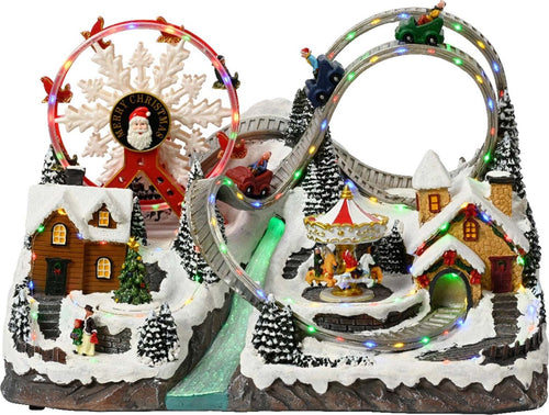 Scena animata a Led Parco divertimenti innevato con Ruota Panoramica e Montagne Russe, decorazione da 39 cm Casa e cucina/Decorazioni per interni/Addobbi e decorazioni per ricorrenze/Decorazioni natalizie/Oggettistica MagiediNatale.it - Altamura, Commerciovirtuoso.it