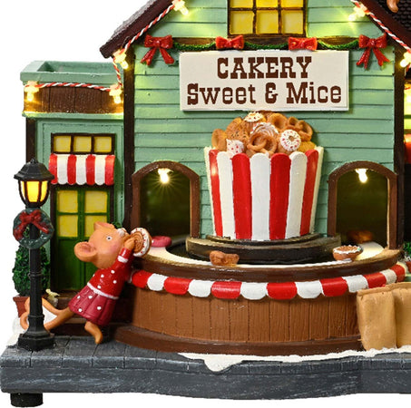 Scena animata a Led  pasticceria con topolini con luci 24,5 cm Casa e cucina/Decorazioni per interni/Addobbi e decorazioni per ricorrenze/Decorazioni natalizie/Oggettistica MagiediNatale.it - Altamura, Commerciovirtuoso.it