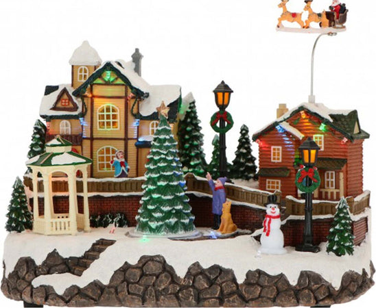 Scena animata per villaggio di Natale con babbo con slitta e personaggi decorazione da interno Casa e cucina/Decorazioni per interni/Addobbi e decorazioni per ricorrenze/Decorazioni natalizie/Oggettistica MagiediNatale.it - Altamura, Commerciovirtuoso.it