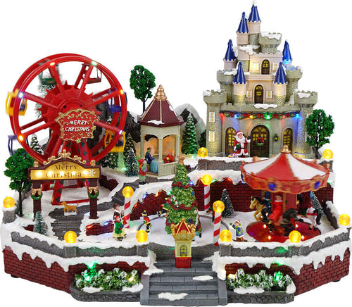 Scena animata per villaggio di Natale con carosello e personaggi decorazione da interno Casa e cucina/Decorazioni per interni/Addobbi e decorazioni per ricorrenze/Decorazioni natalizie/Oggettistica MagiediNatale.it - Altamura, Commerciovirtuoso.it