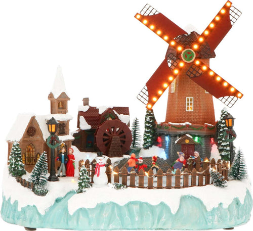 Scena animata per villaggio di Natale con mulino e personaggi decorazione da interno Casa e cucina/Decorazioni per interni/Addobbi e decorazioni per ricorrenze/Decorazioni natalizie/Oggettistica MagiediNatale.it - Altamura, Commerciovirtuoso.it