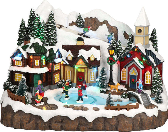 Scena animata per villaggio di Natale con pista da pattinaggio e personaggi h 24,5 cm Casa e cucina/Decorazioni per interni/Addobbi e decorazioni per ricorrenze/Decorazioni natalizie/Oggettistica MagiediNatale.it - Altamura, Commerciovirtuoso.it