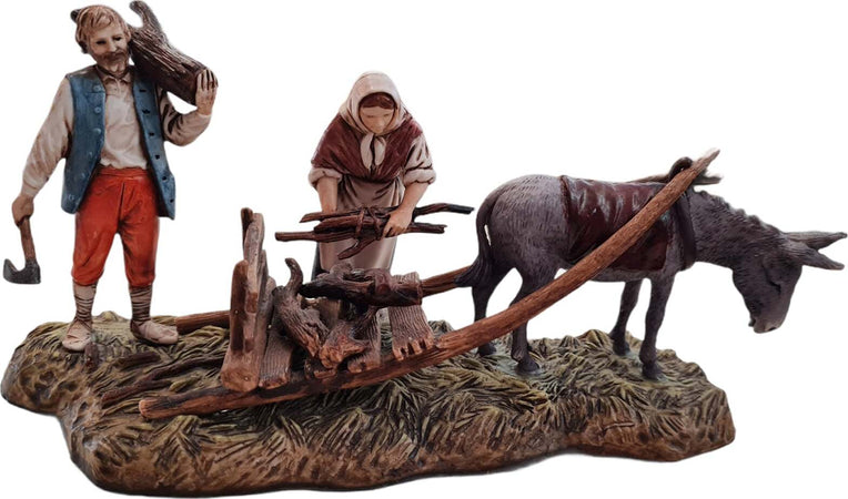 Scena Boscaiolo con carro trainato da un asino in resina personaggio per presepe h 11 cm Casa e cucina/Decorazioni per interni/Addobbi e decorazioni per ricorrenze/Decorazioni natalizie/Presepi/Statuine e fondali per il presepe MagiediNatale.it - Altamura, Commerciovirtuoso.it