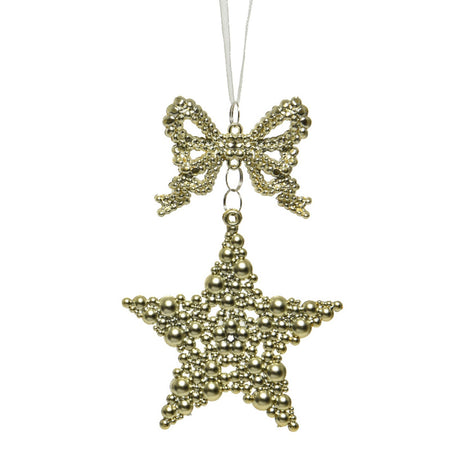Pendaglio oro con fiocchi di neve, stella e albero di natale decorazione natalizia