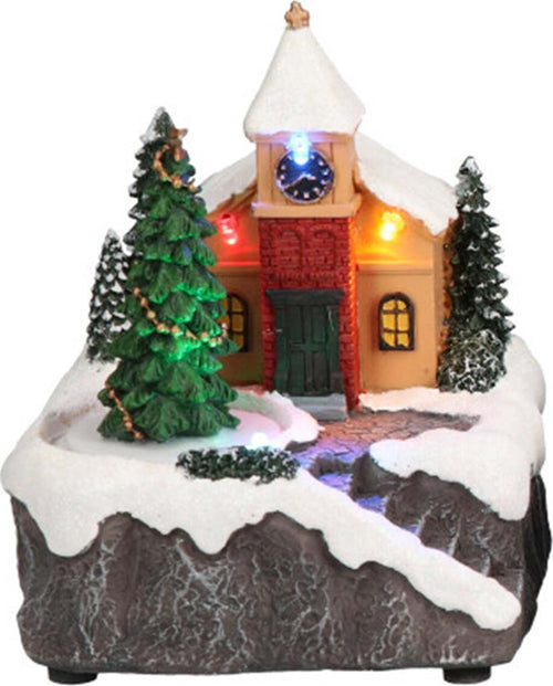 Scena natalizia illuminata con chiesa e alberi di Natale con led multicolor decorazione per villaggio di Natale Casa e cucina/Decorazioni per interni/Addobbi e decorazioni per ricorrenze/Decorazioni natalizie/Oggettistica MagiediNatale.it - Altamura, Commerciovirtuoso.it