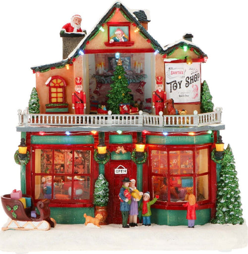 Scena Natalizia negozio giochi illuminata con led decorazione per villaggio di Natale Casa e cucina/Decorazioni per interni/Addobbi e decorazioni per ricorrenze/Decorazioni natalizie/Oggettistica MagiediNatale.it - Altamura, Commerciovirtuoso.it