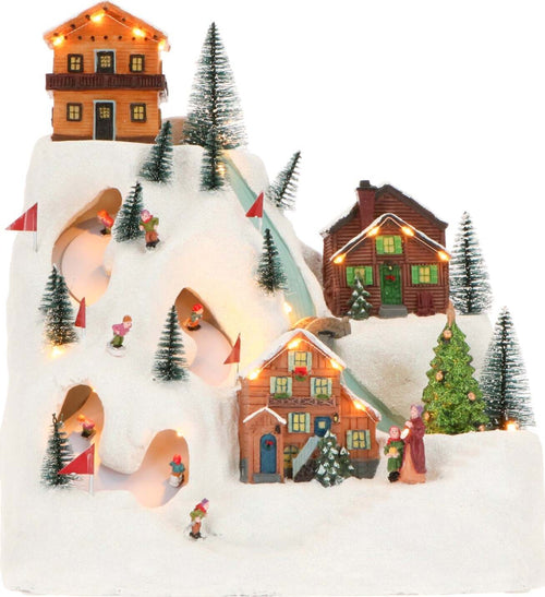 Scena Natalizia pista di scii illuminata con led decorazione per villaggio di Natale Casa e cucina/Decorazioni per interni/Addobbi e decorazioni per ricorrenze/Decorazioni natalizie/Oggettistica MagiediNatale.it - Altamura, Commerciovirtuoso.it