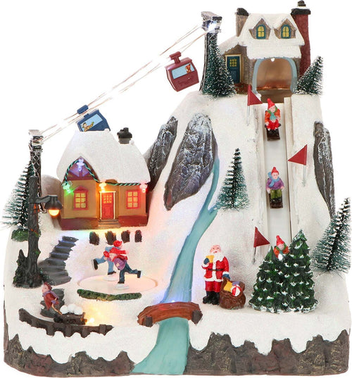 Scena Natalizia pista di scii illuminata con led decorazione per villaggio di Natale Casa e cucina/Decorazioni per interni/Addobbi e decorazioni per ricorrenze/Decorazioni natalizie/Oggettistica MagiediNatale.it - Altamura, Commerciovirtuoso.it