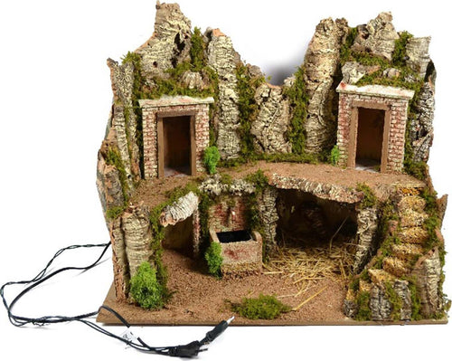 Scenario vuoto per presepe con grotta e fontana in legno e sughero 57 cm Casa e cucina/Decorazioni per interni/Addobbi e decorazioni per ricorrenze/Decorazioni natalizie/Presepi/Statuine e fondali per il presepe MagiediNatale.it - Altamura, Commerciovirtuoso.it