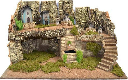 Scenario vuoto per presepe paesaggio con grotta e fontana in legno e sughero 56 cm Casa e cucina/Decorazioni per interni/Addobbi e decorazioni per ricorrenze/Decorazioni natalizie/Presepi/Statuine e fondali per il presepe MagiediNatale.it - Altamura, Commerciovirtuoso.it