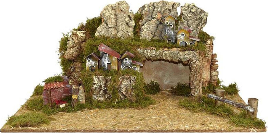 Scenario vuoto per presepe paesaggio con grotta e fuoco in legno e sughero 78 cm Casa e cucina/Decorazioni per interni/Addobbi e decorazioni per ricorrenze/Decorazioni natalizie/Presepi/Statuine e fondali per il presepe MagiediNatale.it - Altamura, Commerciovirtuoso.it
