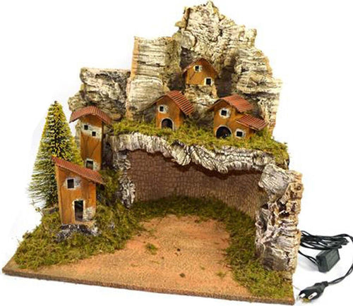 Scenario vuoto per presepe paesaggio con grotta e luci in legno e sughero 42 cm Casa e cucina/Decorazioni per interni/Addobbi e decorazioni per ricorrenze/Decorazioni natalizie/Presepi/Statuine e fondali per il presepe MagiediNatale.it - Altamura, Commerciovirtuoso.it