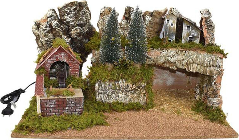 Scenario vuoto per presepe paesaggio con grotta e mulino ad acqua in legno e sughero Casa e cucina/Decorazioni per interni/Addobbi e decorazioni per ricorrenze/Decorazioni natalizie/Presepi/Statuine e fondali per il presepe MagiediNatale.it - Altamura, Commerciovirtuoso.it