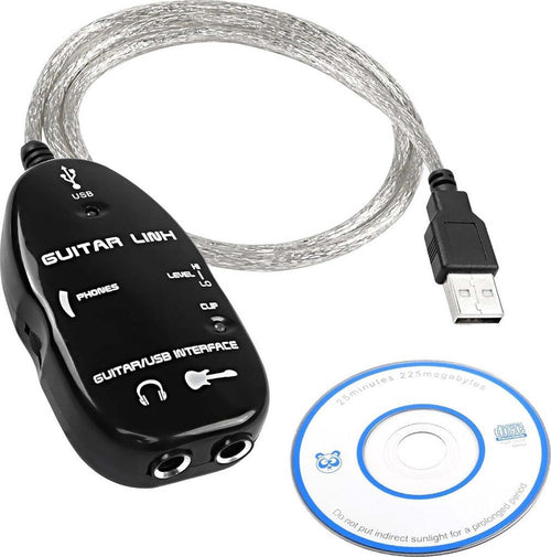 Scheda audio USB Guitar Link per Chitarra Adattatore USB di registrazione PC MAC Lunghezza 1 Metro con Uscita Cuffie