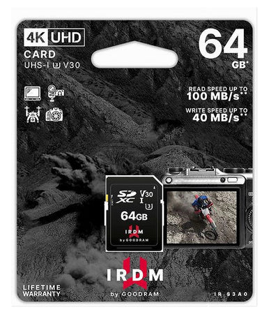 Scheda Di Memoria Sd Card 64 Gb Per Videocamere Classe Uhs-i 3 V30 Ir-s3a0-64gb