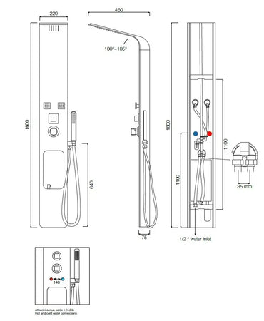 Colonna Doccia Idromassaggio Con Dispenser - Loira - Shopbagno.it