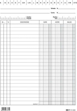 Schede in cartoncino dare-avere-saldo - 21 x 15 cm - Edipro - conf. 100 pezzi Casa e cucina/Arredamento/Studio/Mobiletti e credenze/Armadi archivio/Armadi archivio schedari Eurocartuccia - Pavullo, Commerciovirtuoso.it