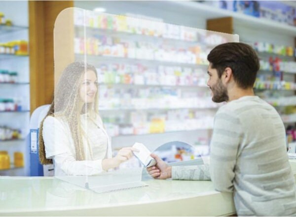 Schermo protettivo con feritoia - da banco - in PET - 95x55 cm - Lebez Casa e cucina/Arredamento/Studio/Accessori/Divisori Eurocartuccia - Pavullo, Commerciovirtuoso.it