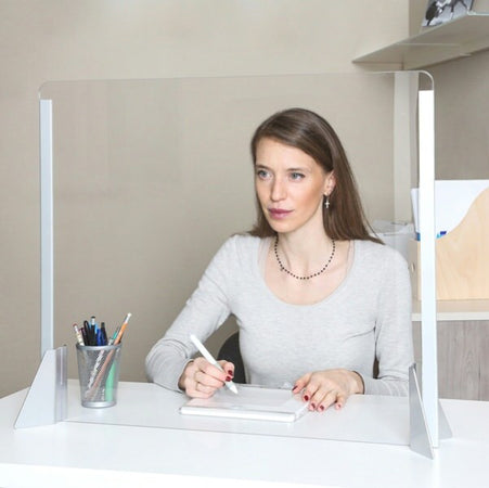 Schermo protettivo SENZA feritoia - da scrivania - acrilico grigio alluminio - 56x66 cm - Metalplus Casa e cucina/Arredamento/Studio/Accessori/Divisori Eurocartuccia - Pavullo, Commerciovirtuoso.it