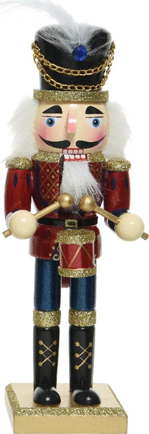 Schiaccianoci natalizio in legno con cappello e bacchette, soldatino decorativo natalizio da 38 cm Casa e cucina/Decorazioni per interni/Addobbi e decorazioni per ricorrenze/Decorazioni natalizie/Schiaccianoci MagiediNatale.it - Altamura, Commerciovirtuoso.it