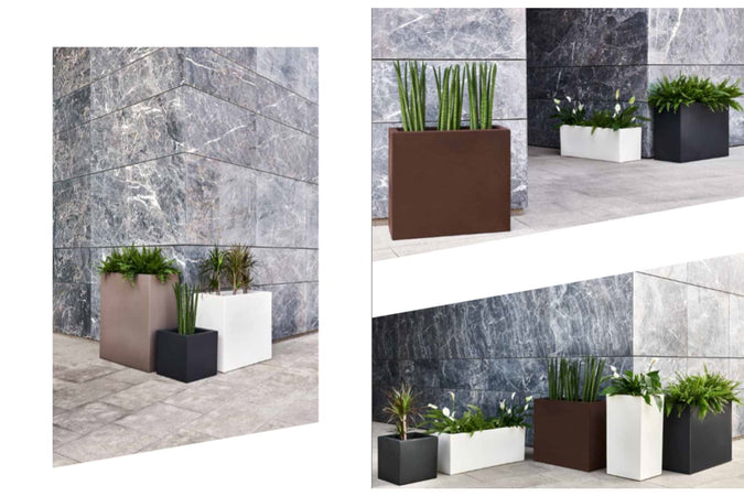 Vaso Moderno "Cubo Schio" Essential in plastica da giardino per fiori e piante