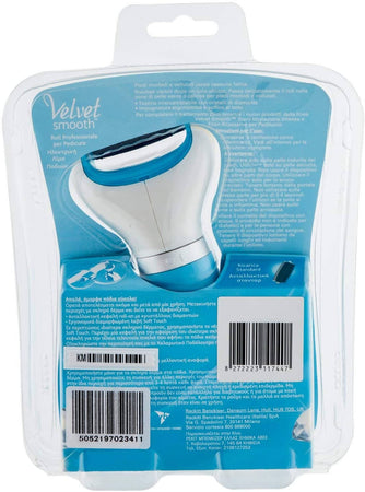 Scholl Velvet Smooth Roll Pedicure Elettrico Professionale per Pelle Secca e Talloni Screpolati, Azzurro, con Cristalli di Diamante Dr. Scholl'S