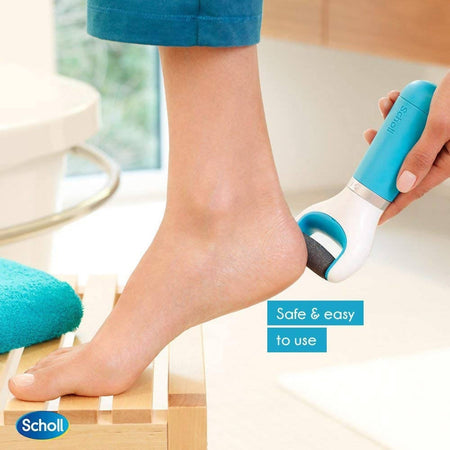 Scholl Velvet Smooth Roll Pedicure Elettrico Professionale per Pelle Secca e Talloni Screpolati, Azzurro, con Cristalli di Diamante Dr. Scholl'S