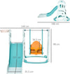 Scivolo-3-in-1-per-Bambini-con-Altalena-Regolabile,-Canestro-e-Palle-per-Cameretta-e-Giardino,-149x186x98cm,-Blu-e-Arancione-GH5331-007GH5