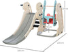 Scivolo-3-in-1-per-Bambini-con-Altalena-Regolabile,-Canestro-e-Palle-per-Cameretta-e-Giardino,-160x220x120cm,-Bianco,-Azzurro-e-Grigio-ED9331-002ED9