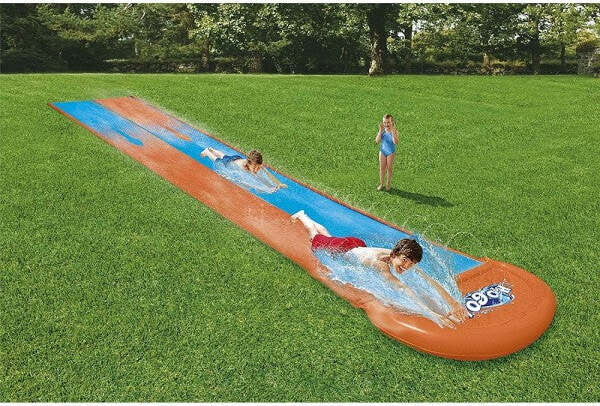 Scivolo-Doppio-Acquascivolo-Giochi-Giardino-Gonfiabili-Con-Spruzzi-488-Cm-52328