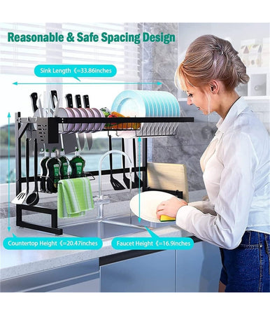 Scolapiatti Organizer Lavello In Acciaio 2 Livelli Salvaspazio Regolabile Cucina