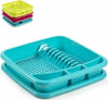 Scolapiatti-Quadrato-In-Plastica-Colorata-Con-Porta-Posate-Accessorio-Cucina