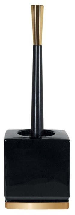Scopino Wc con supporto ceramico ROMA Black & Gold