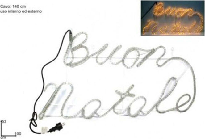 SCRITTA BUON NATALE LUMINOSA 100CM TUBO LUMINOSO A LED GIALLO DECORAZIONI NATALE  Trade Shop italia - Napoli, Commerciovirtuoso.it