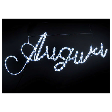 Decorazione luminosa a led scritta auguri luce di natale da esterno 125 cm