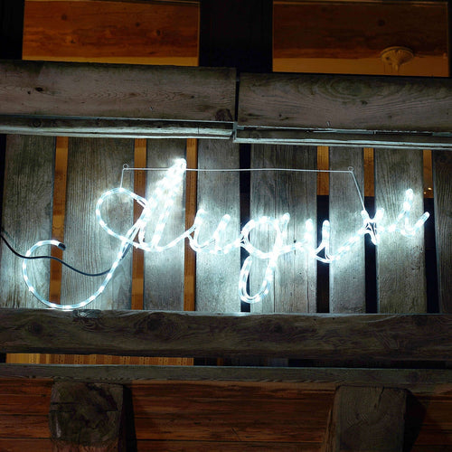 Decorazione luminosa a led scritta auguri luce di natale da esterno 125 cm