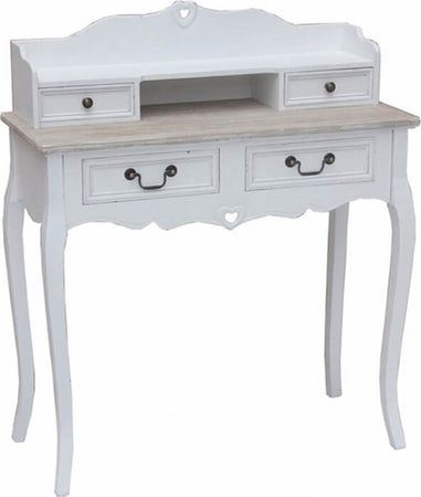 Scrittoio-con-4-cassetti-in-legno-di-paulownia-shabby-chic-87x38x103-Bianco-Milani-Home