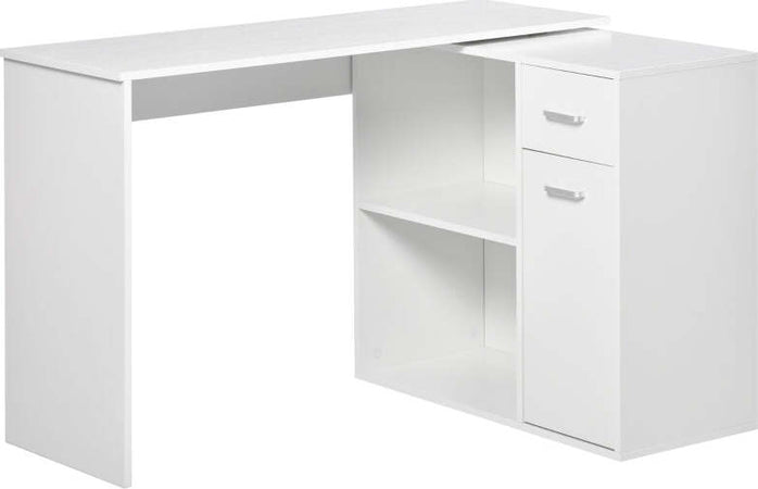 Scrivania-Angolare-con-Libreria-Scaffale-in-Legno-Bianco,-Tavolo-da-Pranzo-con-Rotazione-a-360°,-173x39.8x74-cm-ZK4836-073WTZK4