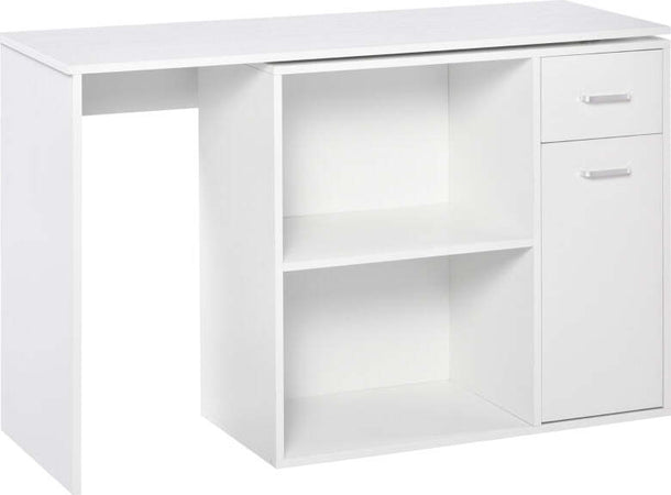 Scrivania-Angolare-con-Libreria-Scaffale-in-Legno-Bianco,-Tavolo-da-Pranzo-con-Rotazione-a-360°,-173x39.8x74-cm-ZK4836-073WTZK4