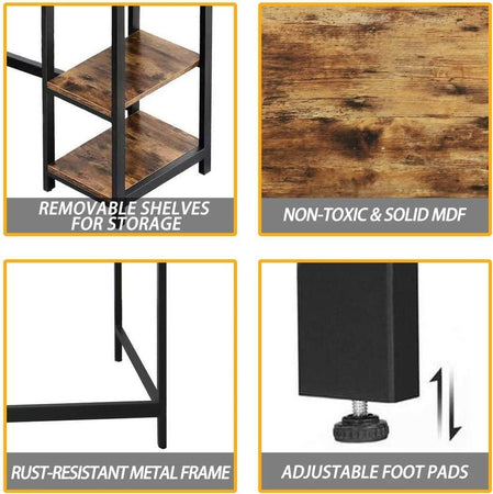 Scrivania-Angolare-Libreria-Tavolo-Porta-PC-Computer-Metallo-Legno-Industriale