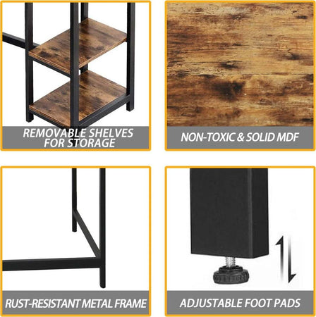 Scrivania-Angolare-Libreria-Tavolo-Porta-PC-Computer-Metallo-Legno-Industriale