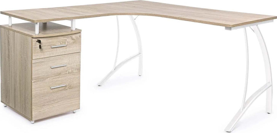 Scrivania angolare rovere con cassettiera da ufficio e cameretta 151 cm Casa e cucina/Arredamento/Studio/Scrivanie e postazioni di lavoro/Scrivanie Decor Space - Altamura, Commerciovirtuoso.it