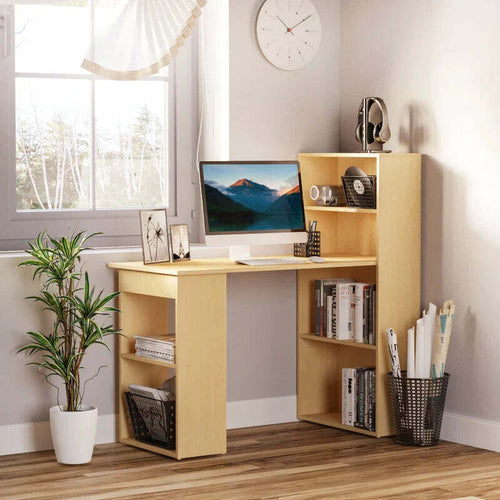 Scrivania-Computer-con-Libreria-Salvaspazio,-Tavolo-da-Pranzo-per-Ufficio-e-Studio-in-Truciolato-120x55x120-cm-RE1836-069RE1